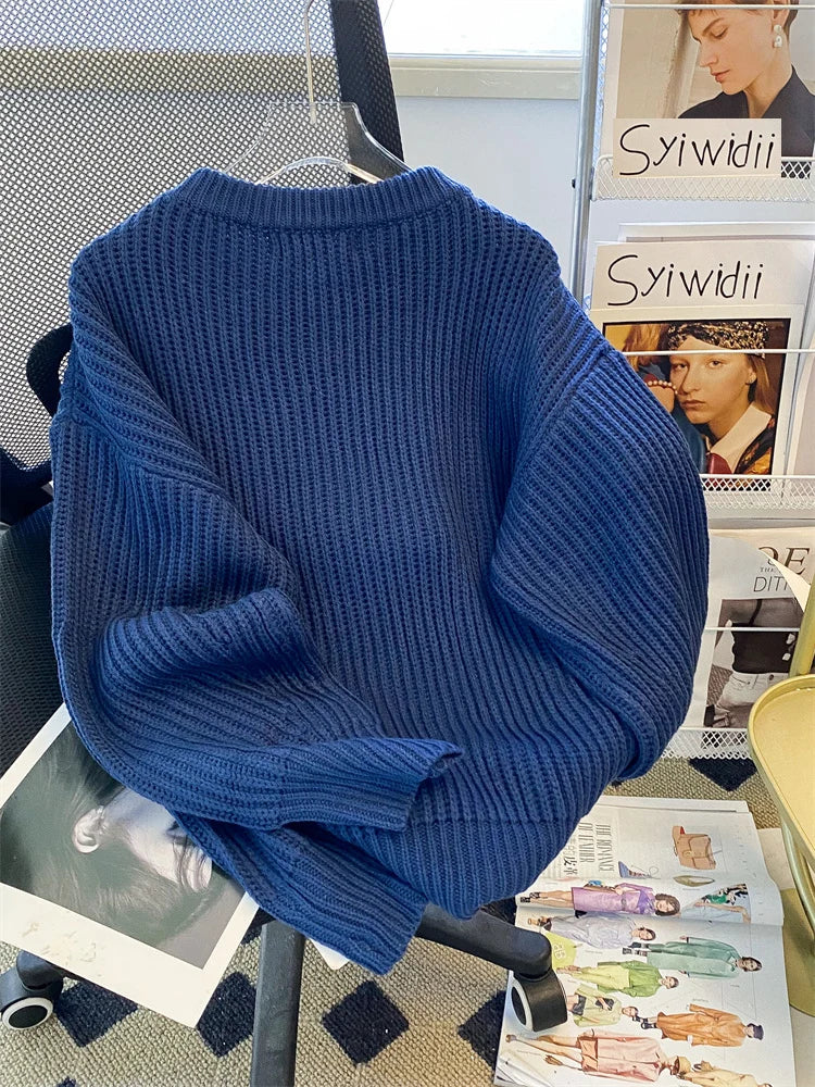 Syiwidii Oversized Sweaters for Women Knit Pullover Spring Autumn Winter Long Sleeve Causal Fashion Elegant Ladies Loose Jumpers