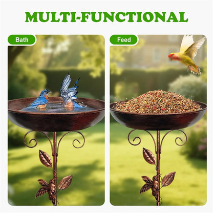 Bird Bath Feeder Bowl 5-pronged Base Metal Bird Feeder Freestanding Birdbath For Yard Patio Outdoors Garden Iron Pedestal Stake
