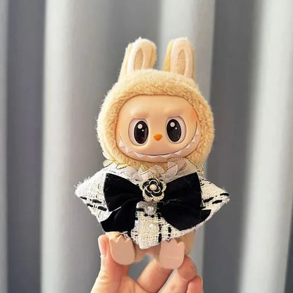 Labubu Doll Clothes For 17cm Labubu Accessories Classic Dress Grid Style Suit Skirt DIY Mini Dolls Clothing