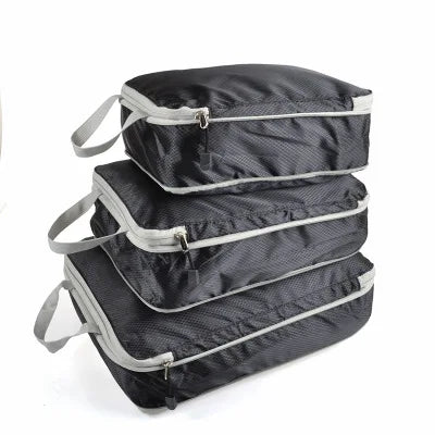 3pcs/set Compression Packing Cubes Travel Storage Bag Luggage Suitcase Organizer Set Foldable Waterproof Nylon Material