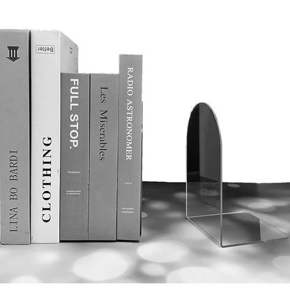 Acrylic Bookends Non-Skid Book End Clear Book Holder for School Library and Desktop Organizer Book Ends for Book Shelves