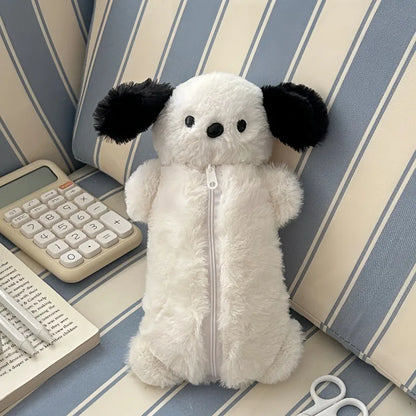 Korea Style Puppy Pencil Case Soft Plush School Stationary Big Capacity Pen Bag For Student Kawaii Stationary