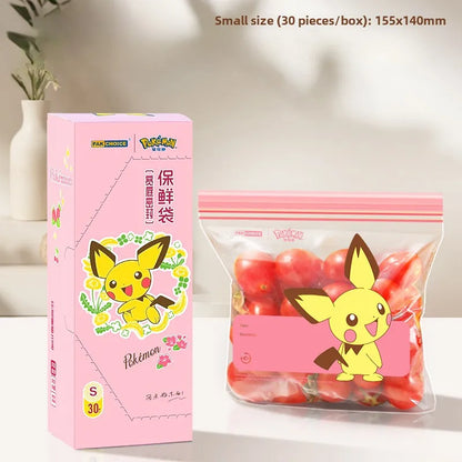 Pokemon Pikachu Reusable Storage Bag Food Transparent Sealed Bag with Zipper Sealing Plastic Container Travel Accessories Gift