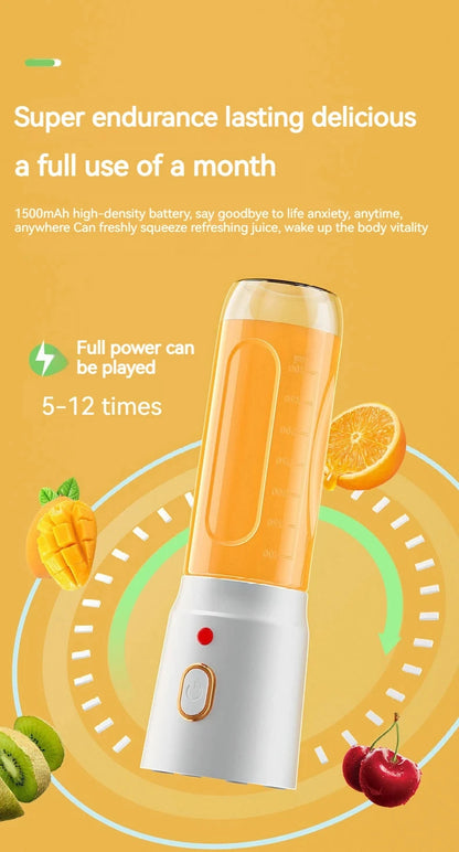 Portable Wireless Blender Electric Fruit Juicer Machine For Orange Ice Crushing 10 Blades Auxiliary Food Machine 1500mA Mixer