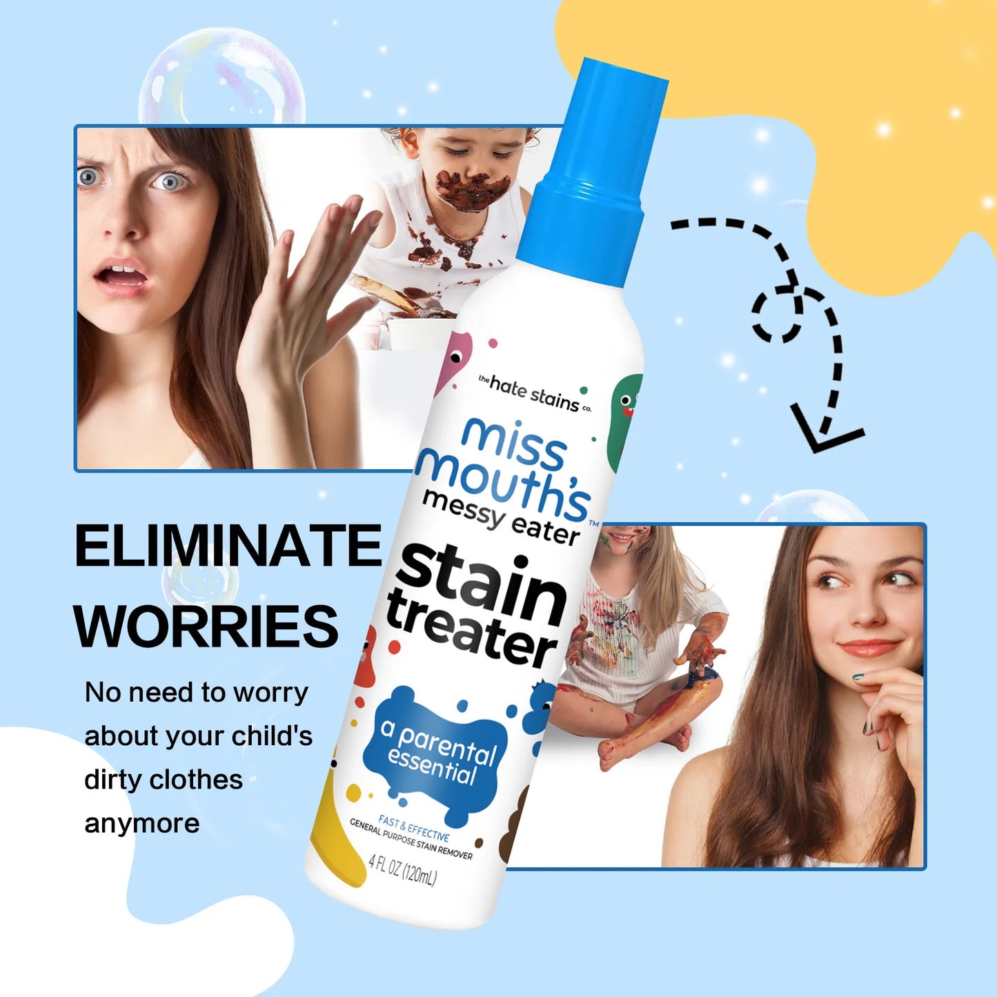 Stain Remover Spray Portable Stain Treater for Laundry Fabric Oil Remover Effective Laundry Spray for Food Pet Candle Stains