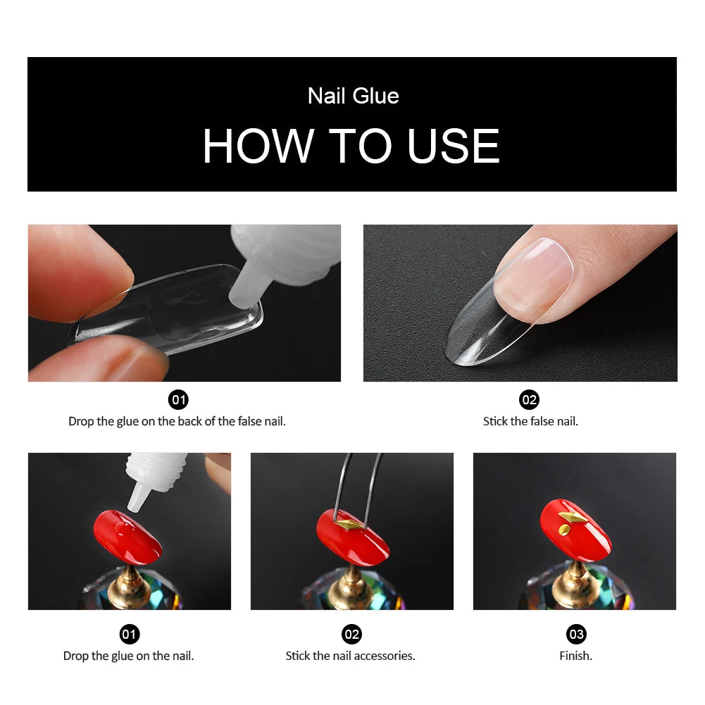 1/3/5/10/15/20pcs Fast-dry Nail Glue Professional Nail Tip Bond Glue 2g/3g/10g for False Nail Tips Long Lasting Glue Nail Tools