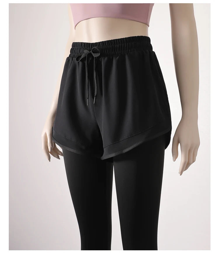 Yoga Pants Leggings Two-piece Skirt Style Quick-drying Workout Yoga Pants Women Pockets Sport Trousers Leggings