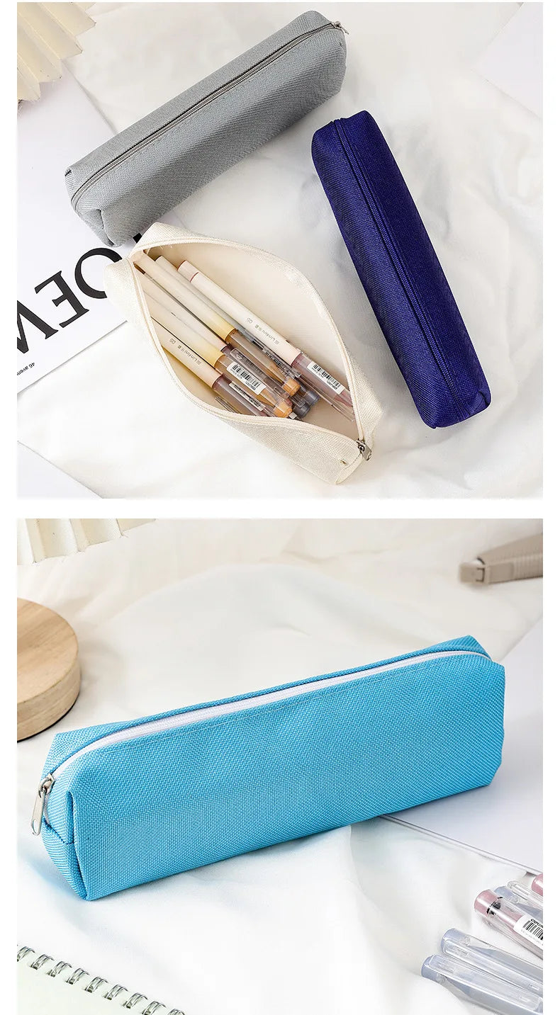 Simple Pencil Case School Supplies Pencil Cases Estuche Escolar Solid Color School Stationery Kalemlik Trousse Pencil Pouch