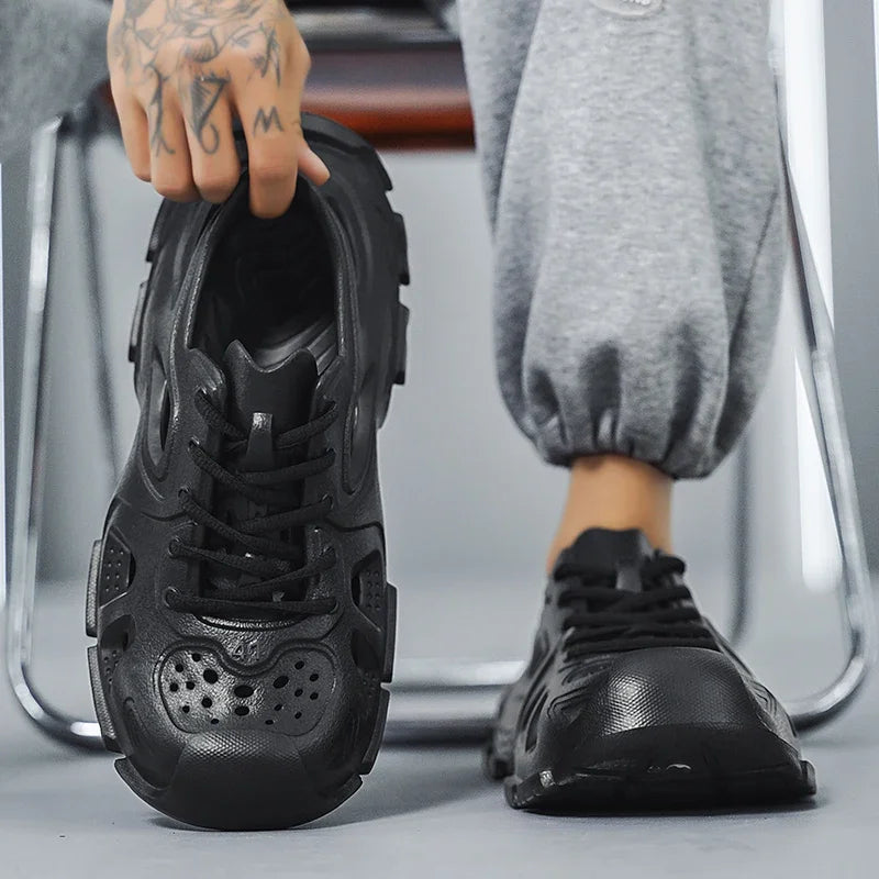 Sandalias Hombre Verano Sandals Men's New Summer Non-Slip Anti-Odor Hollow Breathable Outdoor Casual Flat Beach Shoes