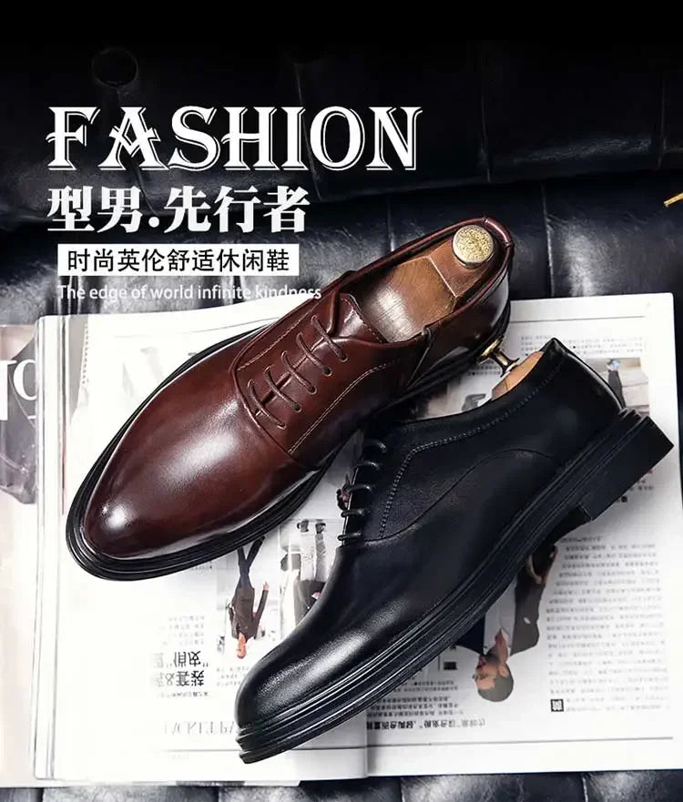 Business Formal Leather Shoes Men's Casual with Suit Low Top Solid Wedding Oxford Shoes Pointed Office Shoes