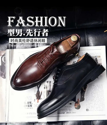 Business Formal Leather Shoes Men's Casual with Suit Low Top Solid Wedding Oxford Shoes Pointed Office Shoes