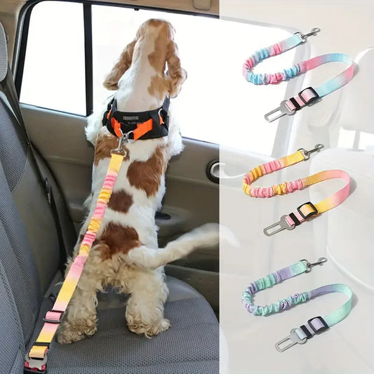 Adjustable Dog Car Seat Belt - Elastic Nylon Safety Harness for Secure Travel
