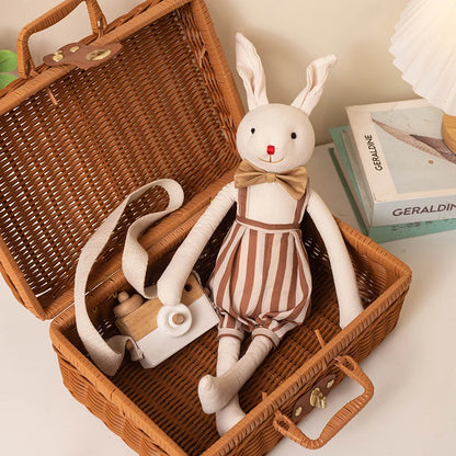 Stuffed Bunny Cloth Dress Toys Smoothing Toy for Infant Cuddling sleep doll for Girls Handmade Diversity Brown Rabbit Plushie