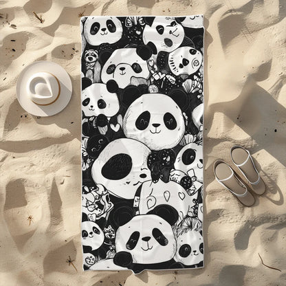 Beach Towel With Cute Panda Doodles Cartoon Beach Towel Design Sports Travel  Swim Pool Yoga More Suitable for Summer