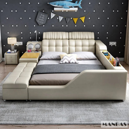 Modern Multi-Functional Tech Smart Bed with Storage, Speakers, USB, Bookshelves, and Tatami – Luxury King/Queen Ultimate Bed