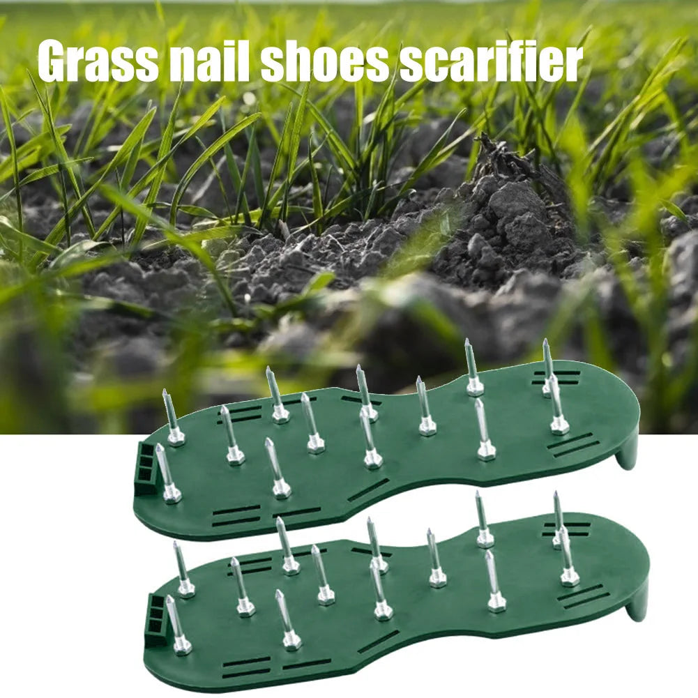Garden Nail Shoes Grass Loose Soil Tool 5cm Long Nail Lawn Aerator Grass Spikes Shoes Self-Leveling Epoxy Yard Grass Cultivator