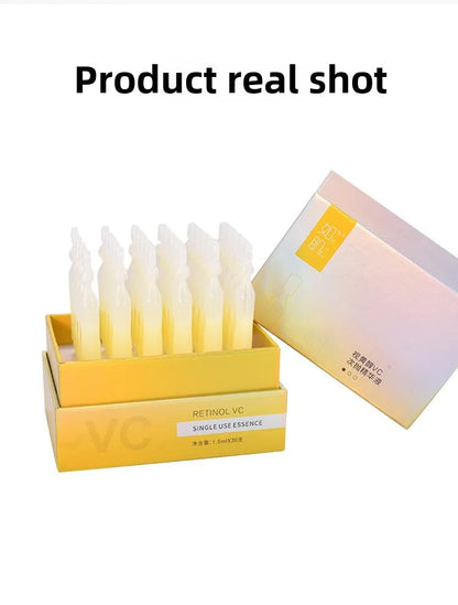 Vitamin C  Retinol Anti-Aging Serum - Brightening Face Treatment, Wrinkle Repair, Dark Spot Corrector, Single-Use Ampoule 30pcs