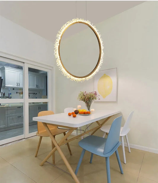 HYN Decorative Chandelier Postmodern Brass Front Desk Circular Art Reception Room Exhibition Hall Crystal Lamp