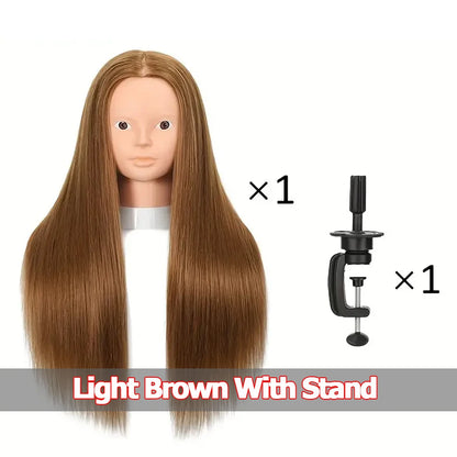 Cosmetology Mannequin Head with 80% Real Hair For Hairdresser Training Practice Long Straight Human Hair Mannequin Doll Head