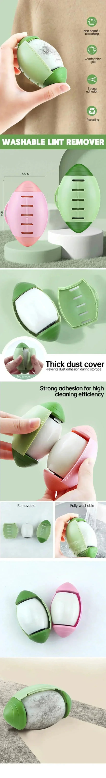 1pc Time-Saver Reusable Washable Lint Roller Strong Adhesive Hair Sticking Machine for Clothes Pets & Furniture Cleaning