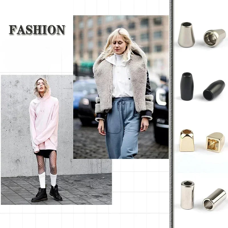 10pcs Metal Cord Stoppers Smooth Zinc Alloy Tracksuit Down Jackets Cord End DIY Apparel Sewing Supplies