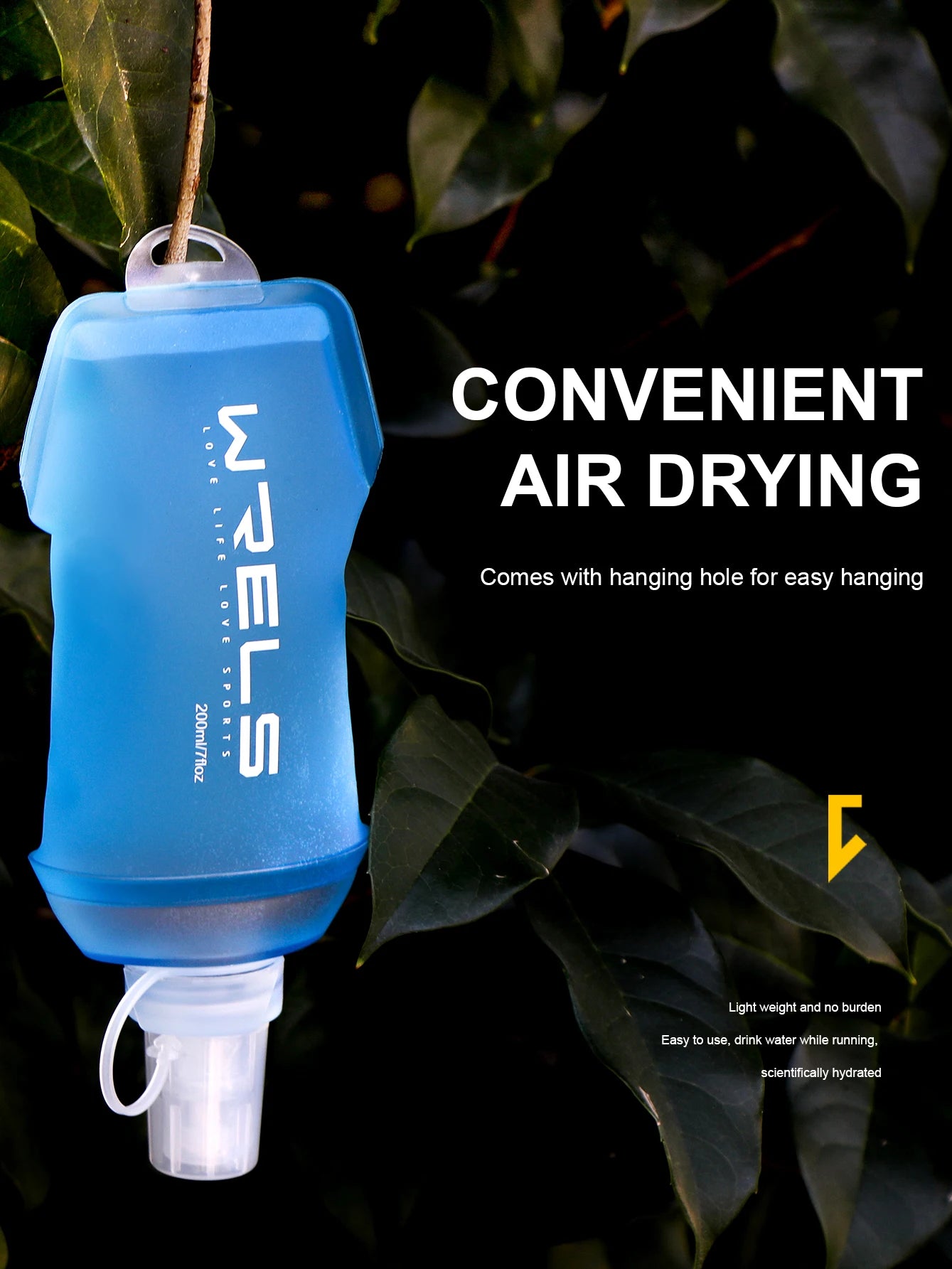 WRELS Foldable Silicone Soft Flask Water Bottle for Outdoor Sport  Running Camping Folding TPU Soft Flask Water Bag BPA Free