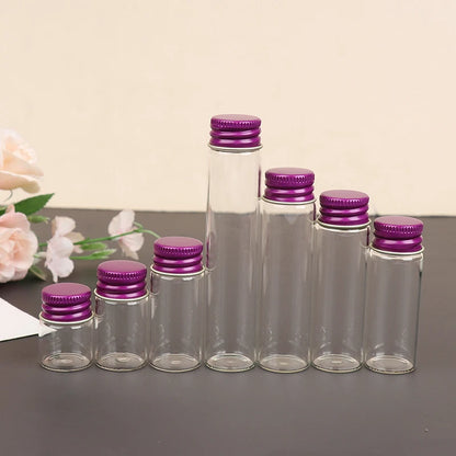 10PCS/lot  5/7/10/14/18/20/26ML Tiny Glass Jars Bottles Screw Cap Storage Jar Mini Containers GLASS Transparent Vial Bottles