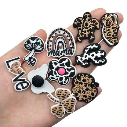 Leopard Print Shoe Charms for Crocs Pin Accessories Decoration Bracelet Wristband PVC Pin Women Party Gifts