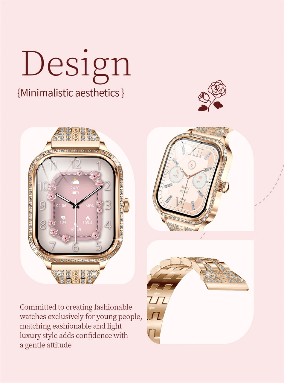 LIGE Fashion Ladies Smartwatch Women's Health Bluetooth Call Waterproof Watches Health Sports Best Friend's Smartwatch Adult