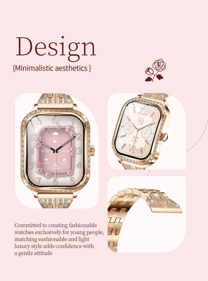 LIGE Fashion Ladies Smartwatch Women's Health Bluetooth Call Waterproof Watches Health Sports Best Friend's Smartwatch Adult