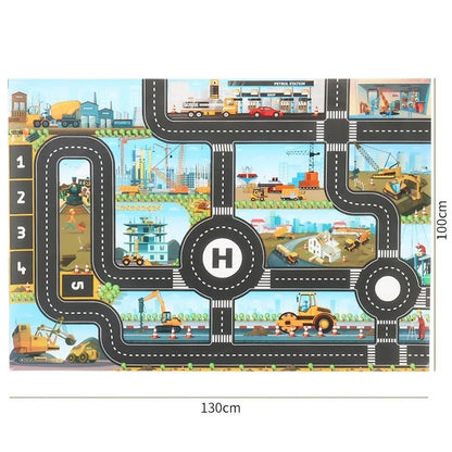 Children Playmat Activity Surface Waterproof Map Kids Animal Road Toy Baby Dinosaur Road Portable Carpet Farm Road Non-Toxic Mat