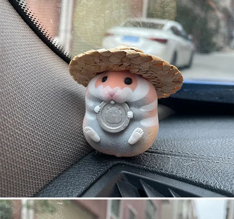 Home Decoration Cute Hatted Coin Hamster Luxury Home Decor For Car Interior Hanging Home Accessories Pendant desk decoration