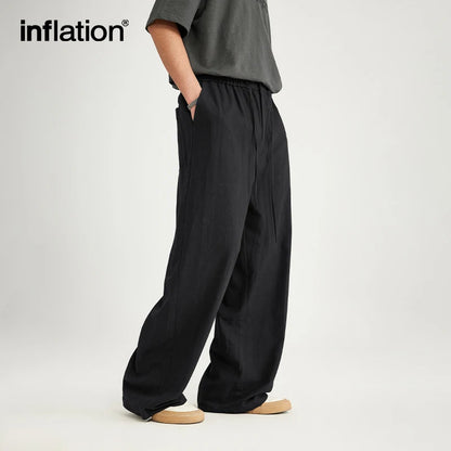 INFLATION Bamboo Cotton Linen  Wide Leg Pants 2024 Spring Summer All-match Casual Mens Trousers