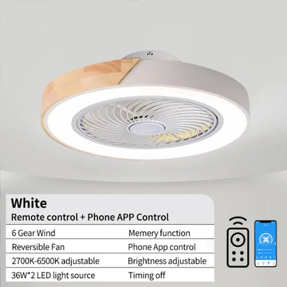 Smart Ceiling Fans With Light For Living Room Dining Room Blades Reversible 6 Speeds 52CM Fans Lighting 110V/220V