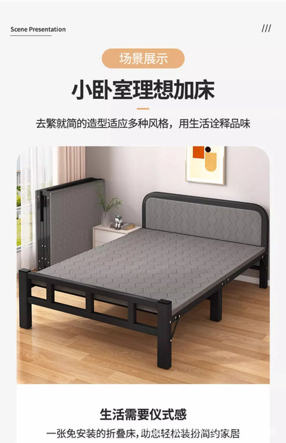 Folding single bed household simple bed office nap artifact marching bed dormitory lunch break small bed adult iron bed