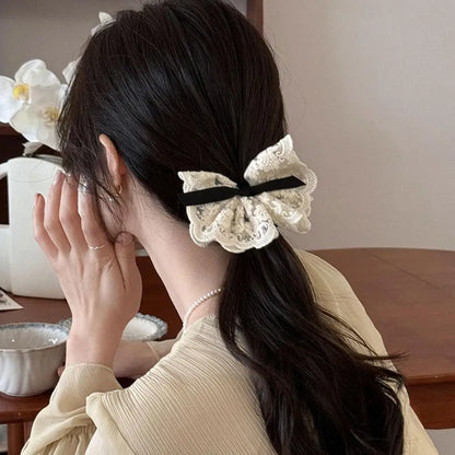 Fashion Lace Scrunchies French Romantic Elastic Hair Bands Girls Solid Ponytail Holder Headwear Hair Rope Women Hair Accessories