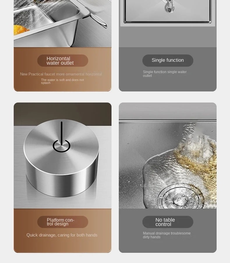 Nano 304 Stainless Steel Sink Waterfall Large Single Slot Kitchen Sink Vegetable Sink Stainless Steel Sink Household Sink