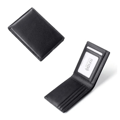 RFID Blocking Mini Men's Genuine Leather Wallet Slim Business Credit Card Holder Man Anti Theft Ultra Thin Purse For Male