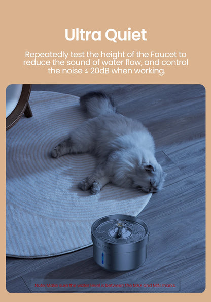 ROJECO Stainless Steel Pet Water Fountain Automatic Cat Drinking Fountain for Pet Dogs Drinker Rechargeable Pet Water Purifier