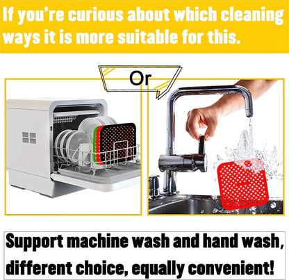 LMETJMA 3Pcs Silicone Air Fryer Lines Reusable Air Fryer Liners 8.5Inch Square Non-Stick Air Fryer Mat for Frying Steaming JT153