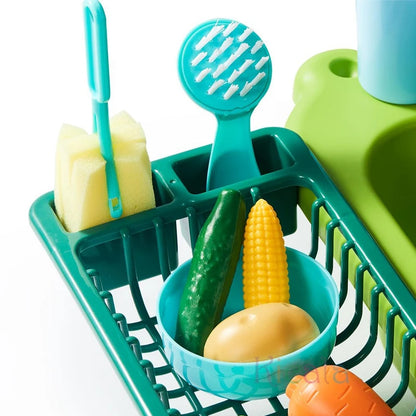 Kids Kitchen Sink Toys Electric Dishwasher Playing Toy With Running Water Pretend Play Food Fishing Toy Role Playing Girls Gift