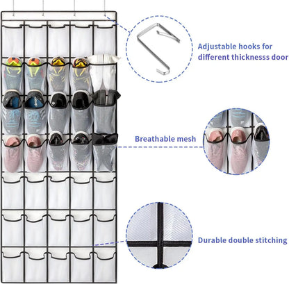 35 Pocket Wall-mounted Sundries Shoe Organiser Closet Storage Shoe Rack Mesh Pocket Clear Hanging Over The Door Shoe Organizers
