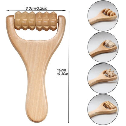1Pcs Wooden Massage Roller,Multi-Functional Roller for Cellulite Reduction,Muscle Tension,Supports Skin Health,Full Body Roller