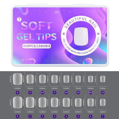 420pcs/box Frosted Version False Nails Press On Acrylic Nails Almond Mixed Size Short Style Ultra Thin Traceless Nail Tips