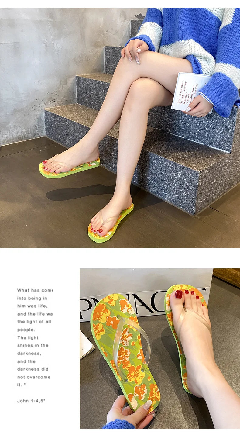 Flip Flops Trendy Summer Outerwear Fashionable Clip On Beach Slippers Anti Slip Couple'S Splint Slippers Leisure Convenience