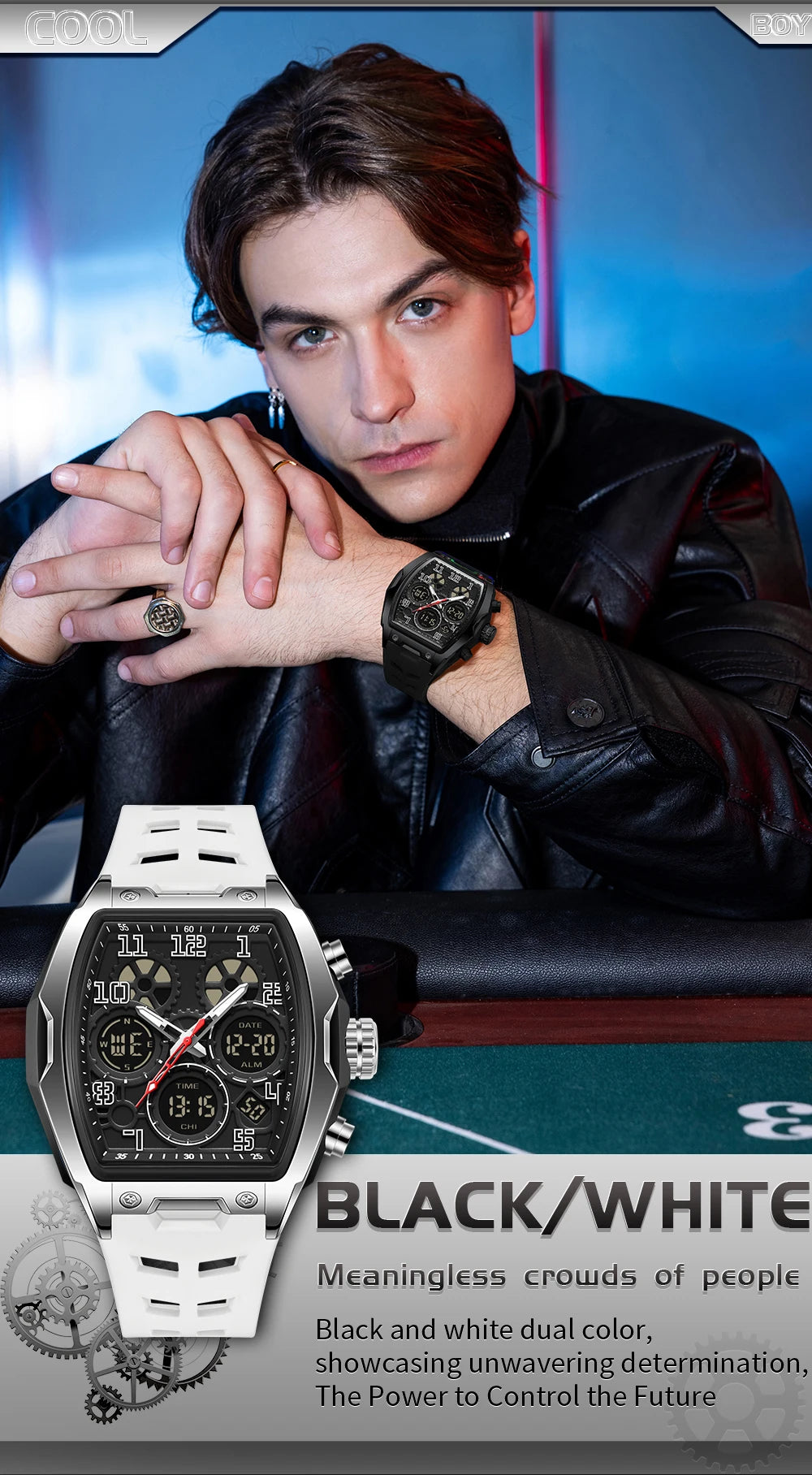 SADNA 6266 Popular Student Watch Wine Barrel Curved Mirror Alarm Clock Timer Waterproof Student Electronic Watch 2025