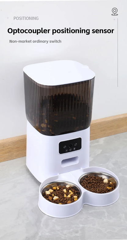 5L Double Bowls Smart Automatic Cat Feeder With Camera Cat Dry Food Video Dispenser Pet Smart Voice Recorder Auto Feeder For Dog
