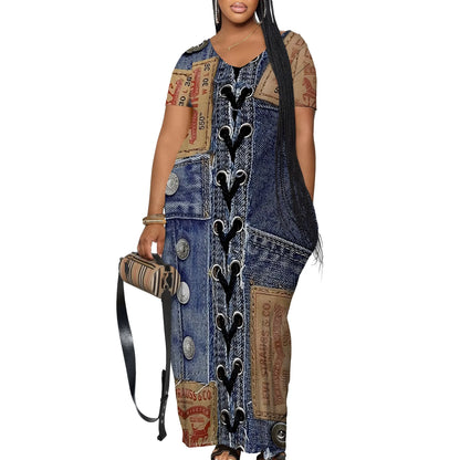 Women's Casual Maxi Dresses Summer Suspender Beach Dress Sundress with Pockets