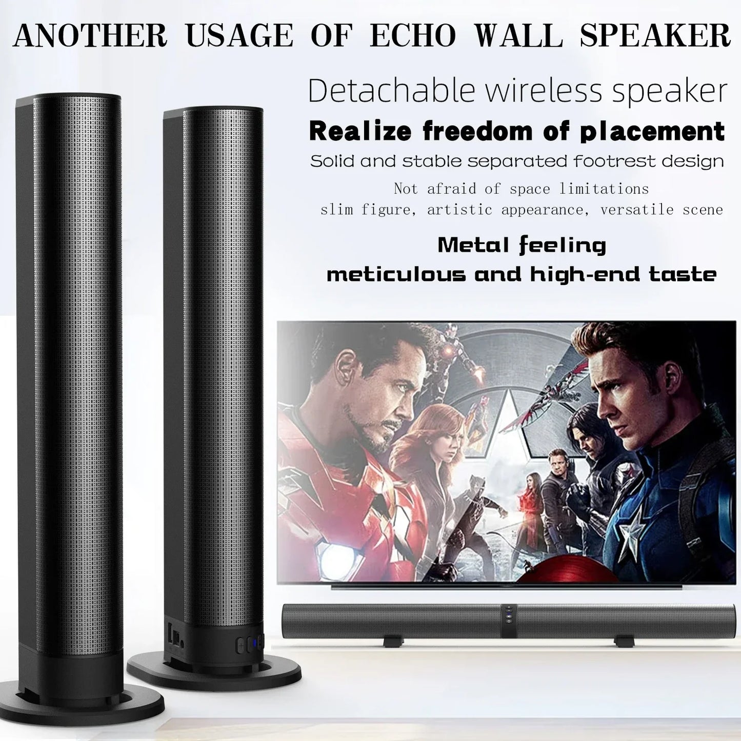 Home Theater Bluetooth Speaker HDMI/AUX/BT/OPT Connection Sound box with 2-in-1 Detachable  Sound System FM Radio TV Sound bar