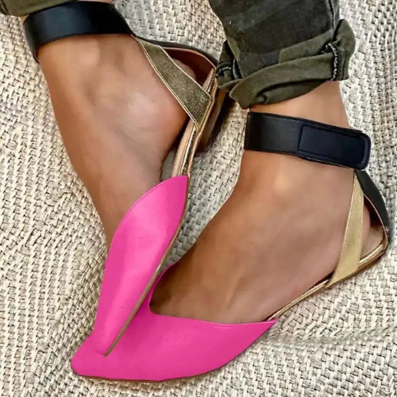 Pointed Toe Women Sandal Casual Flat Heel Shoes Fashion Hook Loop Ankle Buckle Women's Sandal Trend 2025 Shoes